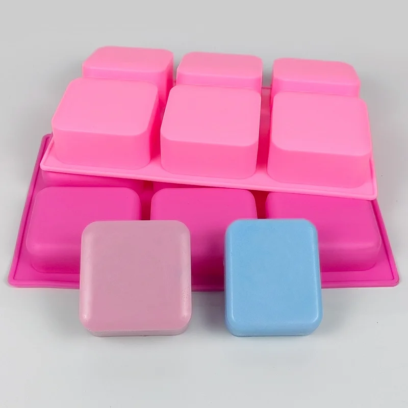3D Silicone Mold For Soap Making 6-Cavity Square Shape Soap Mould DIY Candle Decorating Tools Cake Baking Molds Silicone Craft