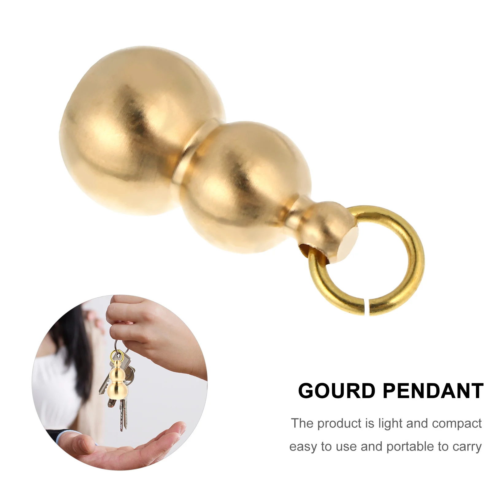 

Mini Brass Pendant Compact Feng Shui Gourd Key Ring Durable Solid Small Decor Portable Keychain Gourd Pendant