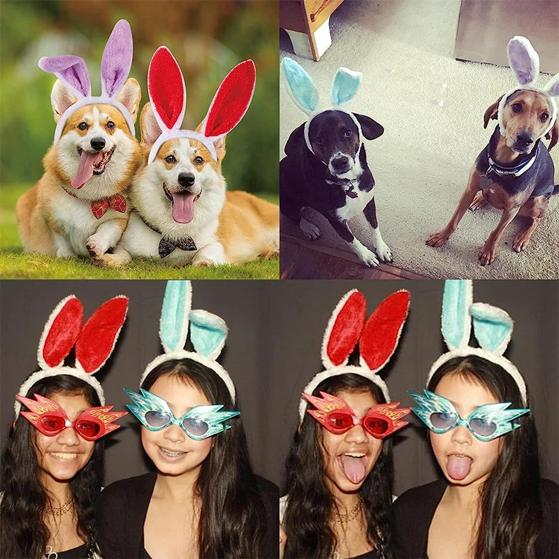 Plush Bunny Ears Headband Easter Sequin Rabbit Ear Hair Hoop For Women Girl Cosplay Party Gifts Fashion Headdress Accessories