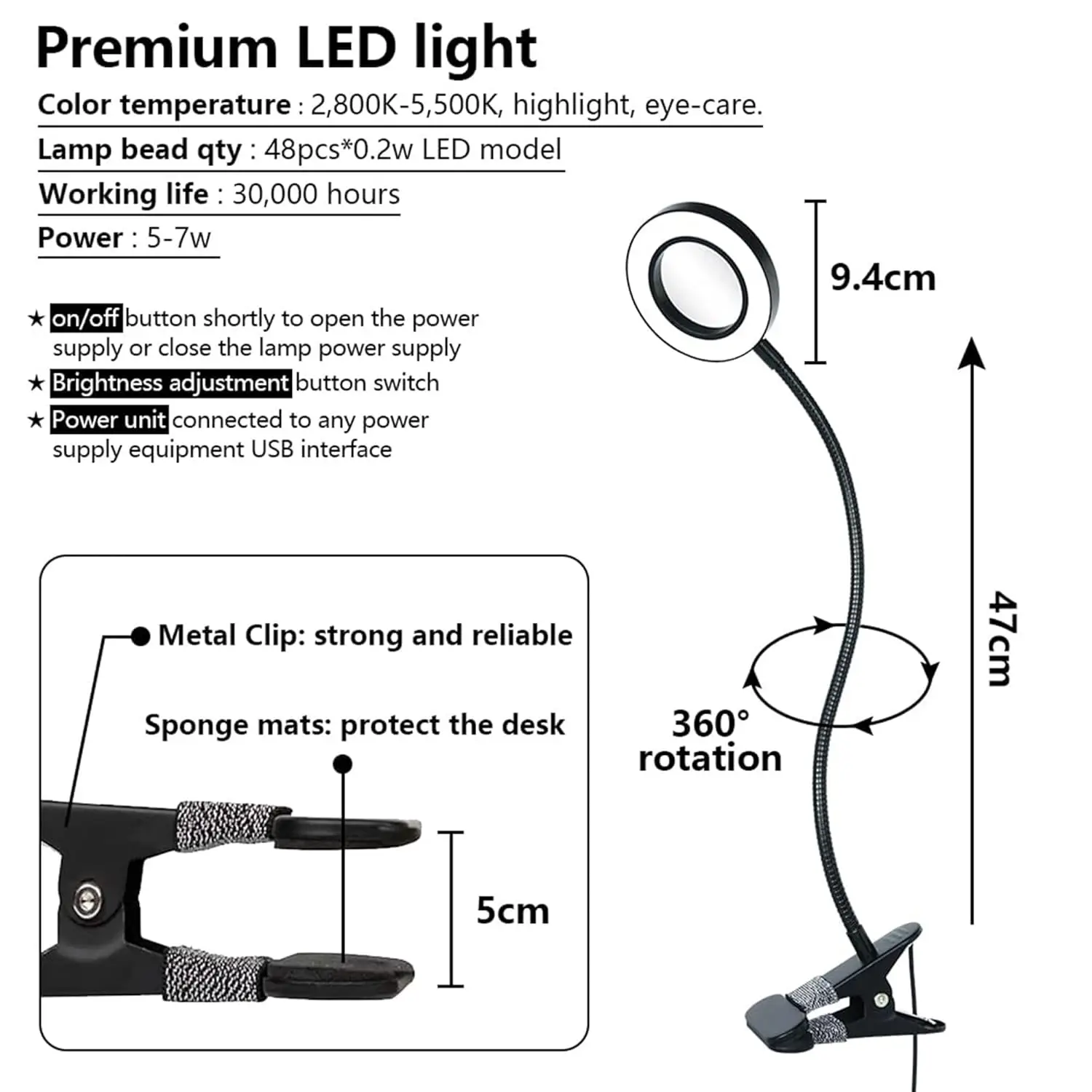 Professional 36''L แบบพกพาและพับได้เล็บตารางเล็บช่างเทคนิคโต๊ะ Workstation เล็บตารางแว่นขยาย USB LED Tab