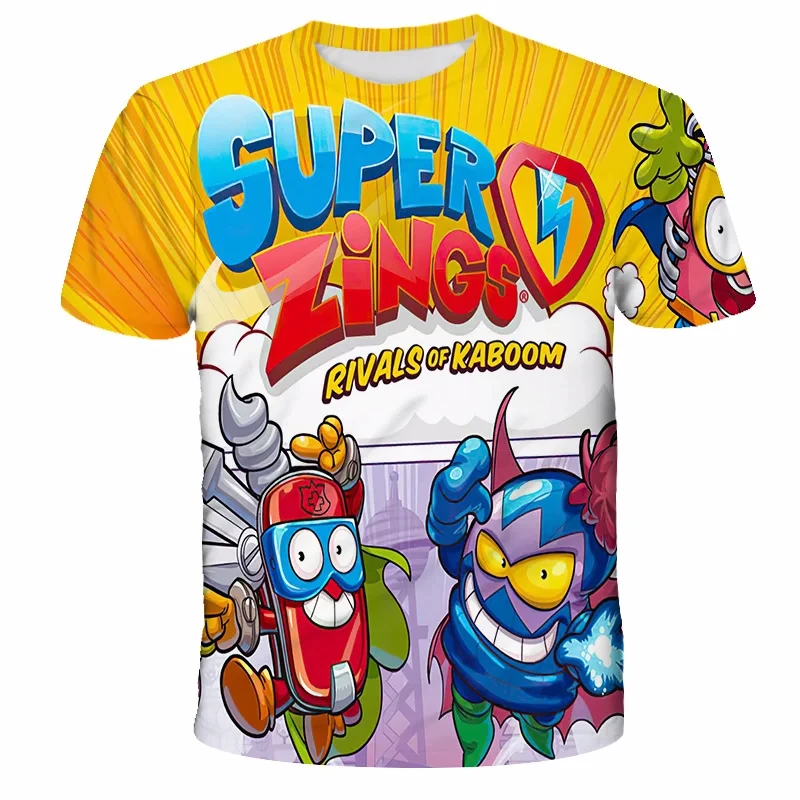 T-shirt de manga curta com decote em O infantil, Cartoon Print, Em todo o lado, Casual, Roupa infantil, menino, meninas, Verão, Novo, 2022, 2-13 anos