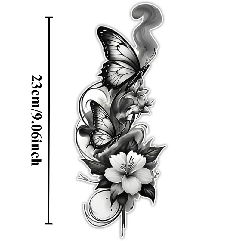 1Pc Ink‑Style Butterfly Flower Vinyl Sticker, Waterproof UV‑Resistant Decal For Car Body Bumper Motorcycle Decor, Holiday Gift