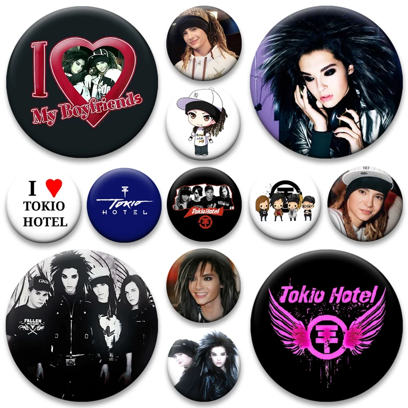 Music Singer Beautiful Brooches Rock Band Round Lapel Pins Tokio Hotel Bill Kaulitz Badge Fan Collection Accessorie Jewelry Gift