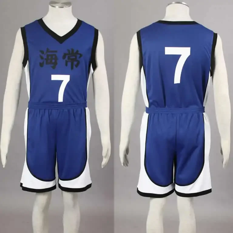

Kuroko No Basuke Basket KAIJO Blue School Basketball Suit Mens Uniforms Boys Sport Clothes No.7 Kise Ryota Cosplay Costume