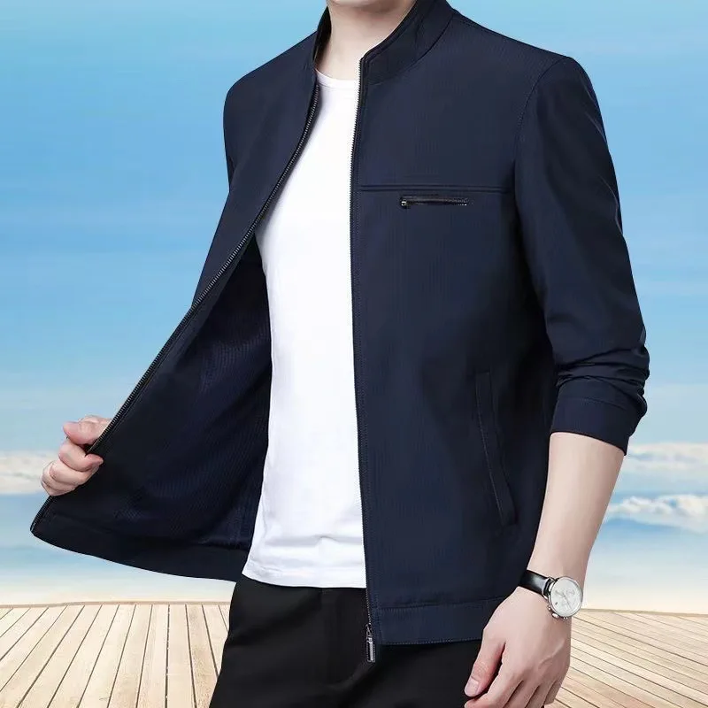 

Men Fall Coat Mid-aged Father Jacket Long Sleeve Business Style Jackets Plus Size 5XL 4XL Business Jackets Men Spring Jacket