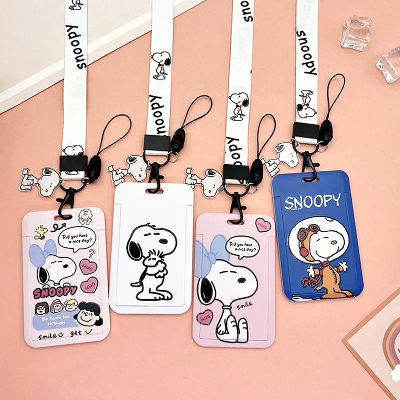 Dos desenhos animados Miniso Snoopy Titular do cartão com colhedor, porta-moedas, titular do cartão, estudante refeição cartão, ônibus metrô, controle de acesso, presente para Miniso