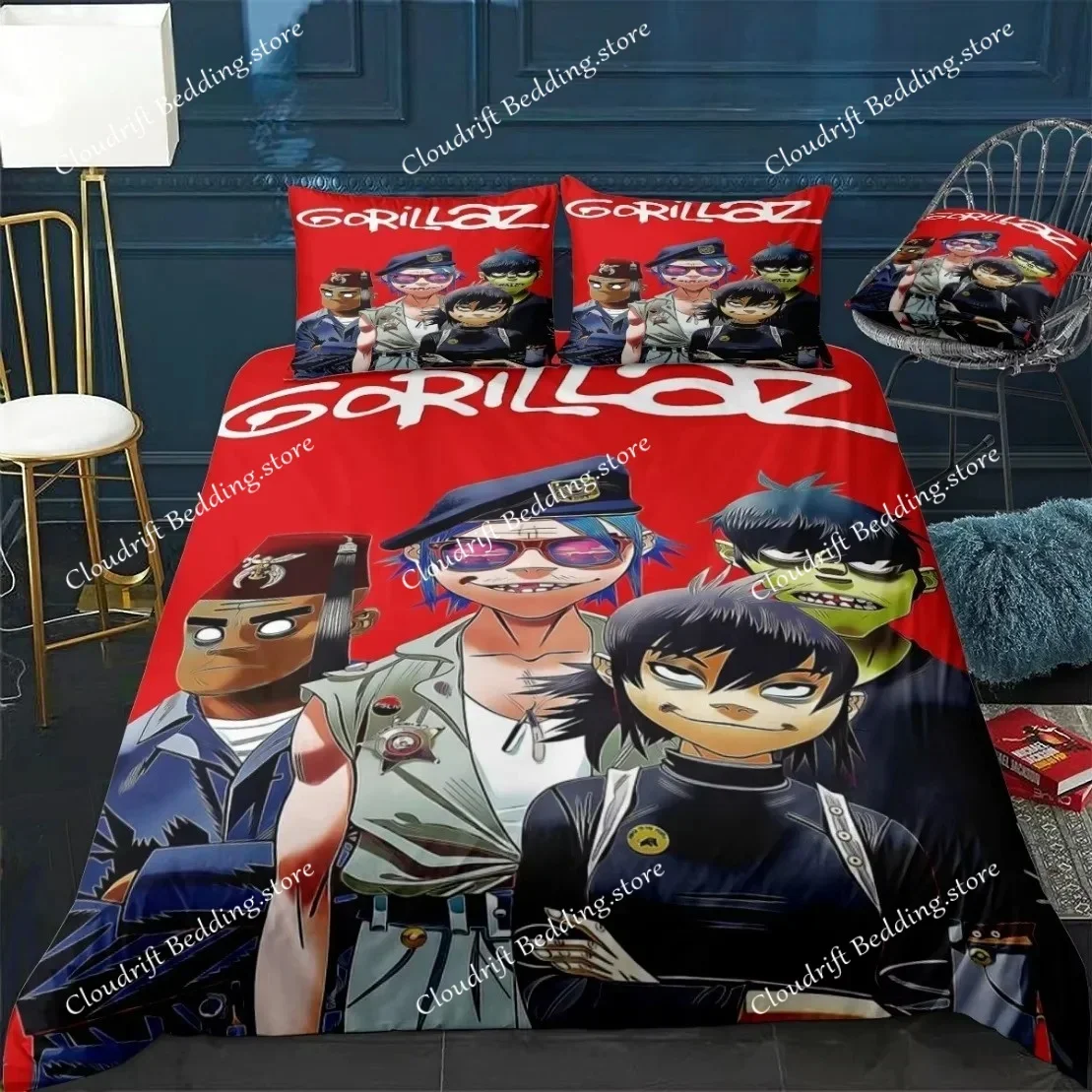 3D Printed Anime Duvet Covers Music Band Gorillaz Bedding Set Bedroom Comforter Single Twin King Size026