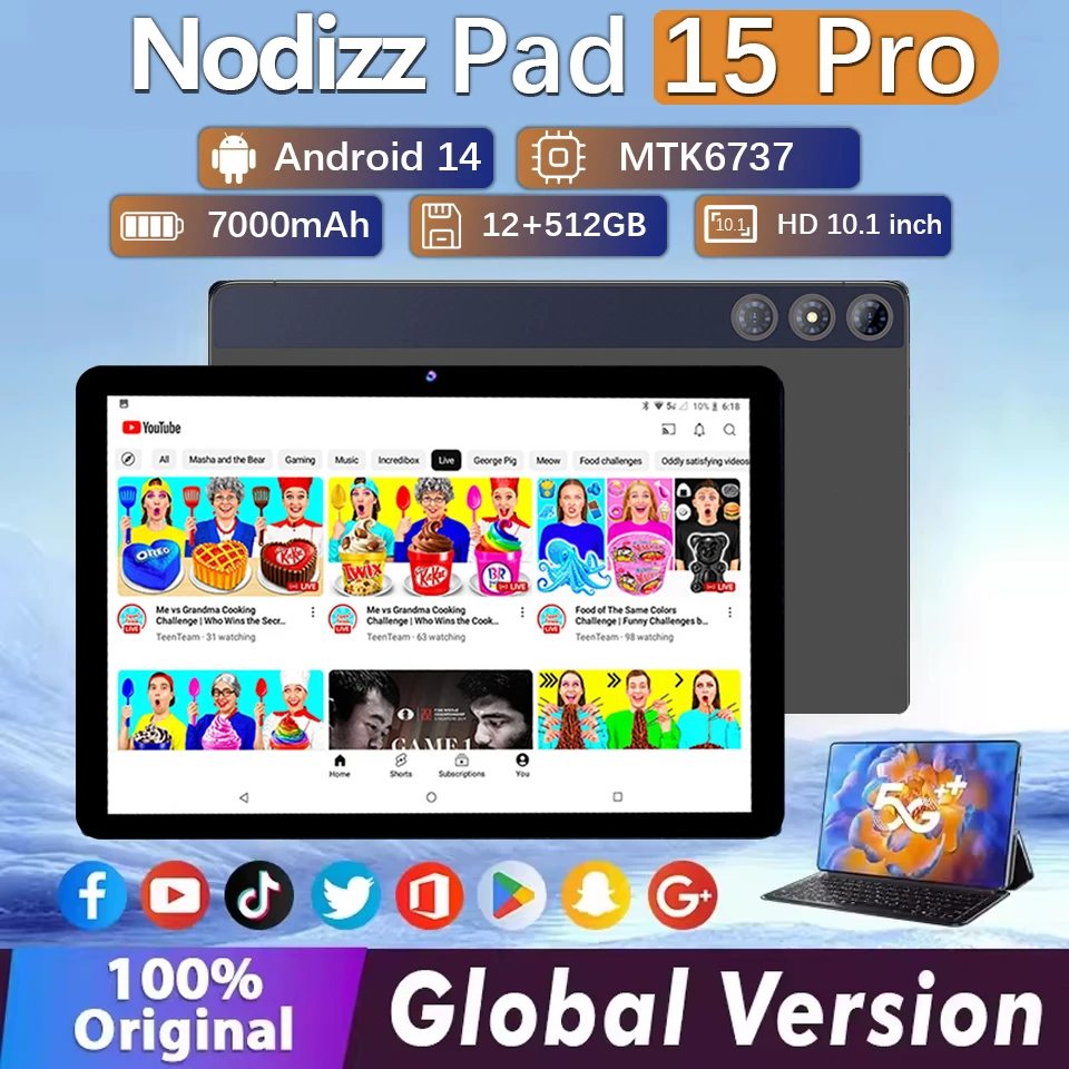 Nouvelle tablette originale 2026 Npad 15 version mondiale, Android 11, prise en charge de la carte SIM, 12 Go + 512 Go, GPS, 5G, Wi-Fi, double SIM, tablette PC 4K HD
