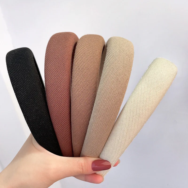 New Female Solid Color Sponge Hair Bands Korean Wide Side Elastic Makeup Casual Thickened Headband Female Fashion Headdresses