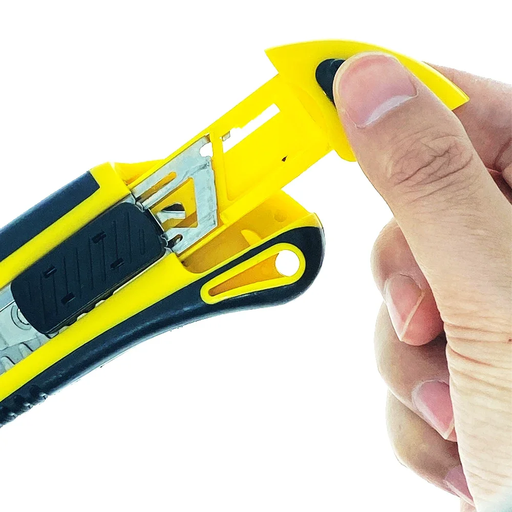 Imagem -05 - Cortador de Caixa Resistente Retrátil Faca Utilitária Lâminas de Pressão de Plástico Rx30837 de 18 mm de Largura Corte Afiado de Aço Carbono com Trava Automática