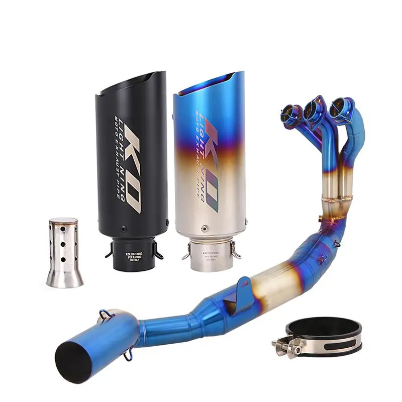 

For YAMAHA MT09 FZ09 2020-2023 Front Link Pipe Motorcycle Full Exhaust System Blue Slip On 250MM Muffler Escape With DB Killer