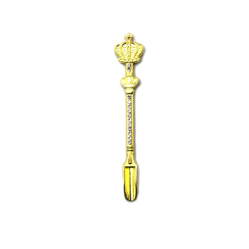 Crown shaped Metal Small Shovel Diamond Medicine spoon Snuff pipe tools smoking ointment Snuff tube Cigarette Tool Men Gift
