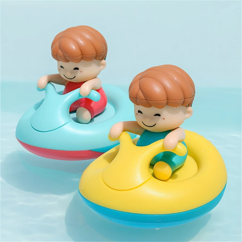 Barco de juguete esencial para el baño de bebé, barco de juguete para la piscina, tiempo de baño, divertido diseño de dibujos animados, No requiere baterías, barco para jugar en el agua, gira 360 grados