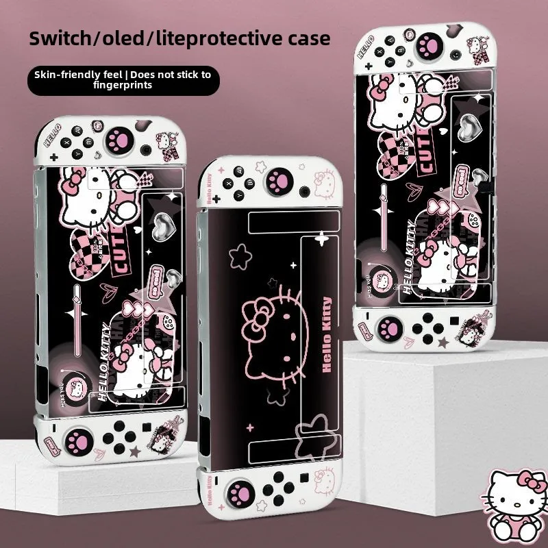 

Sanrio Hello Kitty for Nintendo OLED Silicone Soft Painted Anti-drop Cover Can Split NS Handheld Game Console Protective Shell