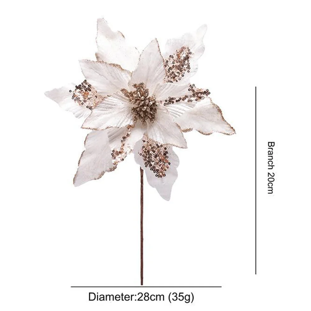 1 قطعة بريق عيد الميلاد البونسيتة زهرة 28 سنتيمتر شجرة عيد الميلاد معلقة زهرة عيد ميلاد سعيد الديكور هدايا عيد الميلاد سنة جديدة سعيدة #2