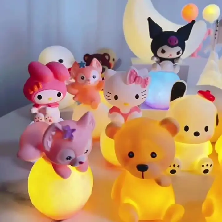 

Sanrio Hello Kitty Night Light Luminous Girls Toy Bedside Lamp Anime Cartoon Kuromi Cinnamoroll Cute Christmas Gift Toys