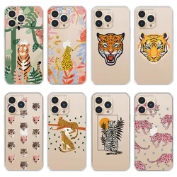Jungle Cute Animals Tiger Leopard Phone Case For iPhone 13 12 11 Pro Max Mini XS X XR SE 7 8 6 6S Plus Soft Cover