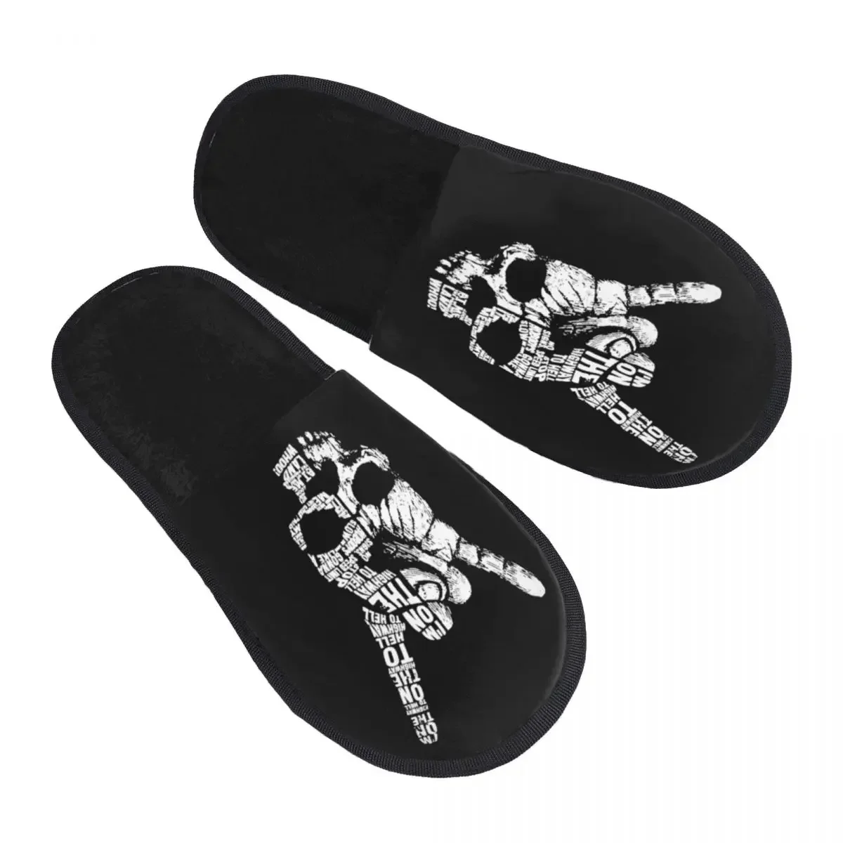 Custom Rock Skull Rock N Roll Cozy Scuff Memory Foam Slippers Women Heavy Punk Music Hotel House Shoes