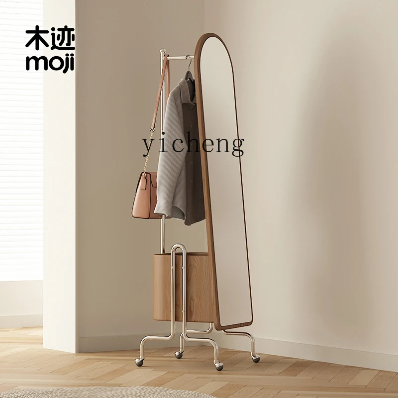 

FY stainless steel all solid wood floor-to-ceiling full-body full-length mirror coat rack hanger
