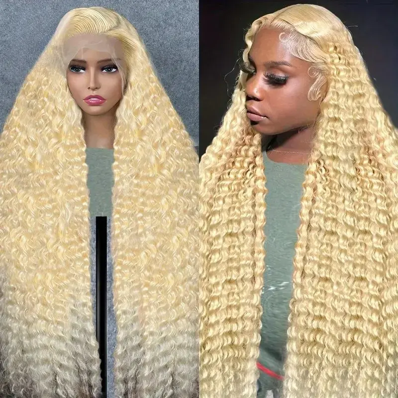 13x4 Lace Front  613 Blonde 13x6 Lace Frontal Wig Blonde 22 40 Inches Deep Wave Glueless Curly  Human Hair Wig 150 Density