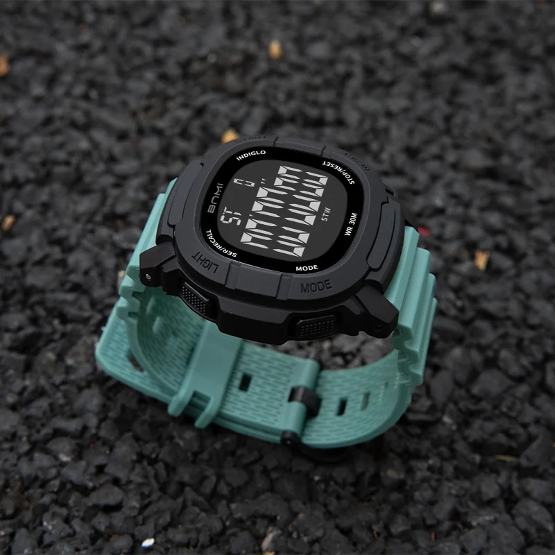 48MM 남자 디지털 시계 알람 시계 달력 주간 디스플레이 러닝 운동 야외 스포츠 빛나는 타이밍 시계