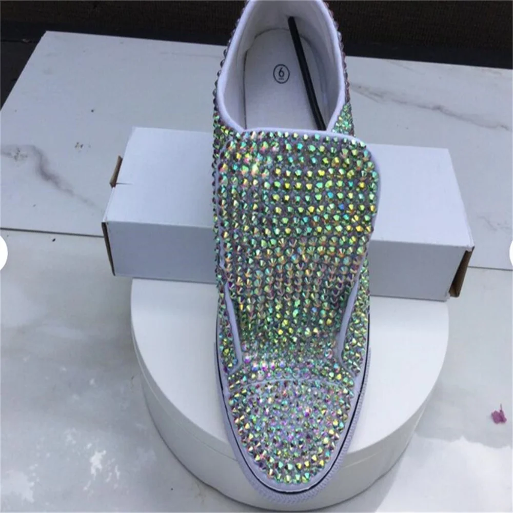 White low top color rhinestone ribbon custom style canvas shoes integrated sports casual shoes women\'s shoes 35-46