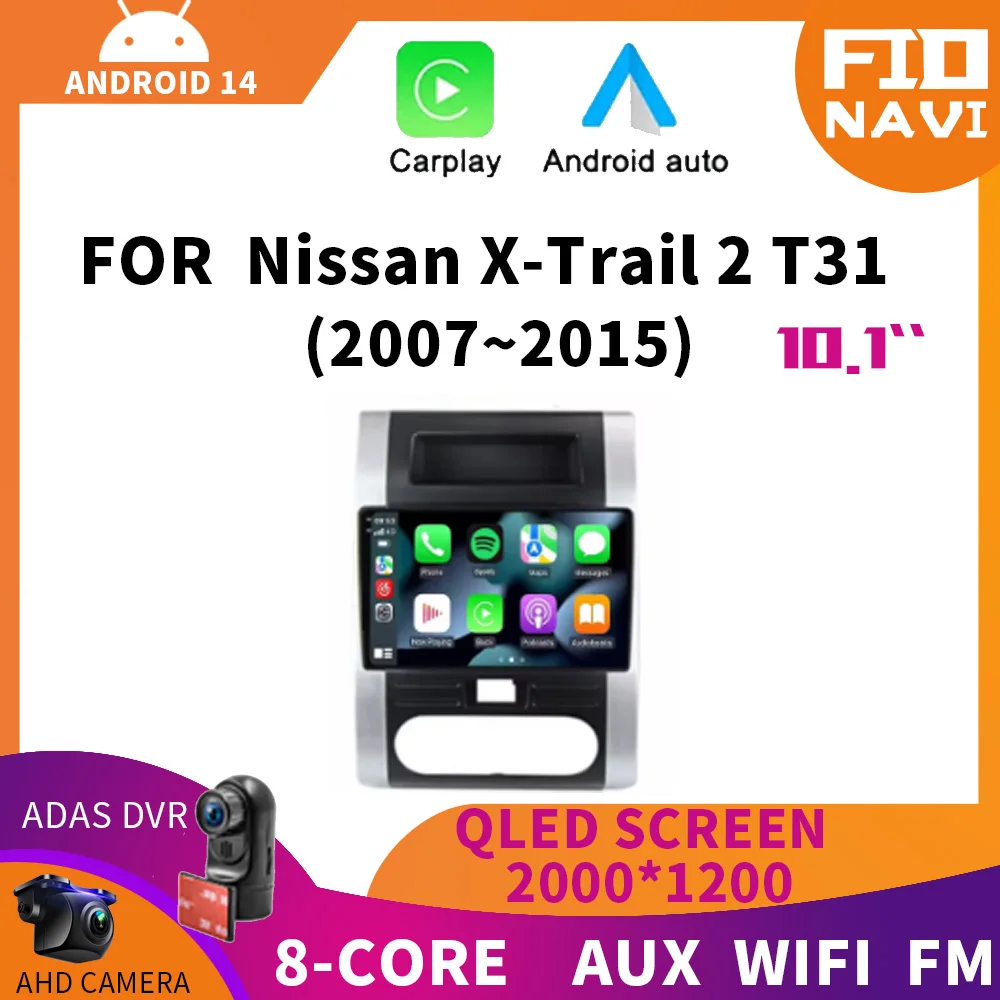 

Автомагнитола на Android 14 для Nissan X-Trail XTrail 2 T31 2007-2015, мультимедийный видеоплеер с GPS-картой, 2 Din, Carplay, стерео