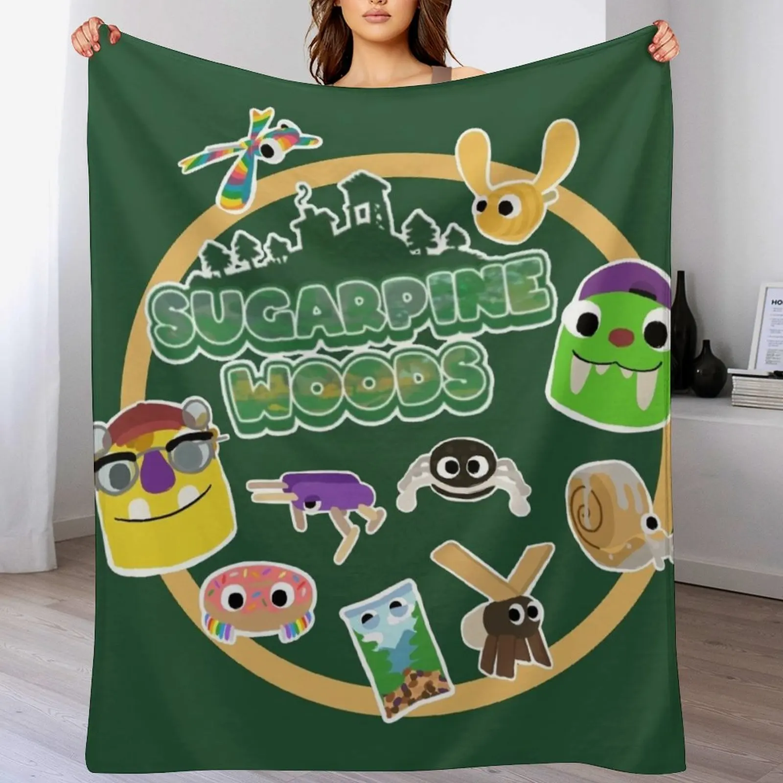 Sugarpine Woods Bugsnax Characters Kinda bug, Kinda Snack Bookbag Bugsnax Snax and Grumpus Throw Blanket Hairy Blankets