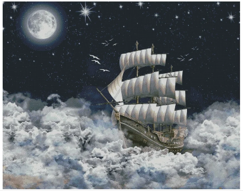 

Sailboat sewing kit 18CT 16CT 14CT Unprinted Cross Stitch Kits Embroidery Art DIY Handmade Needlework Home Decor