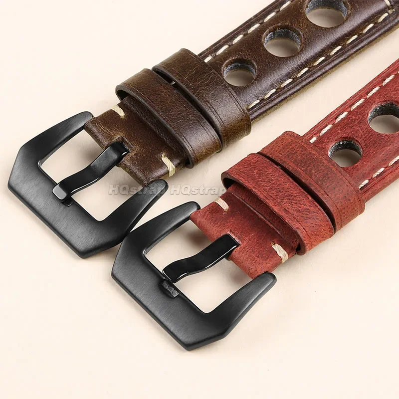 Pulseira de couro vintage 20mm 22mm 24mm pulseira de couro à prova d'água pulseira de liberação rápida pulseiras universais