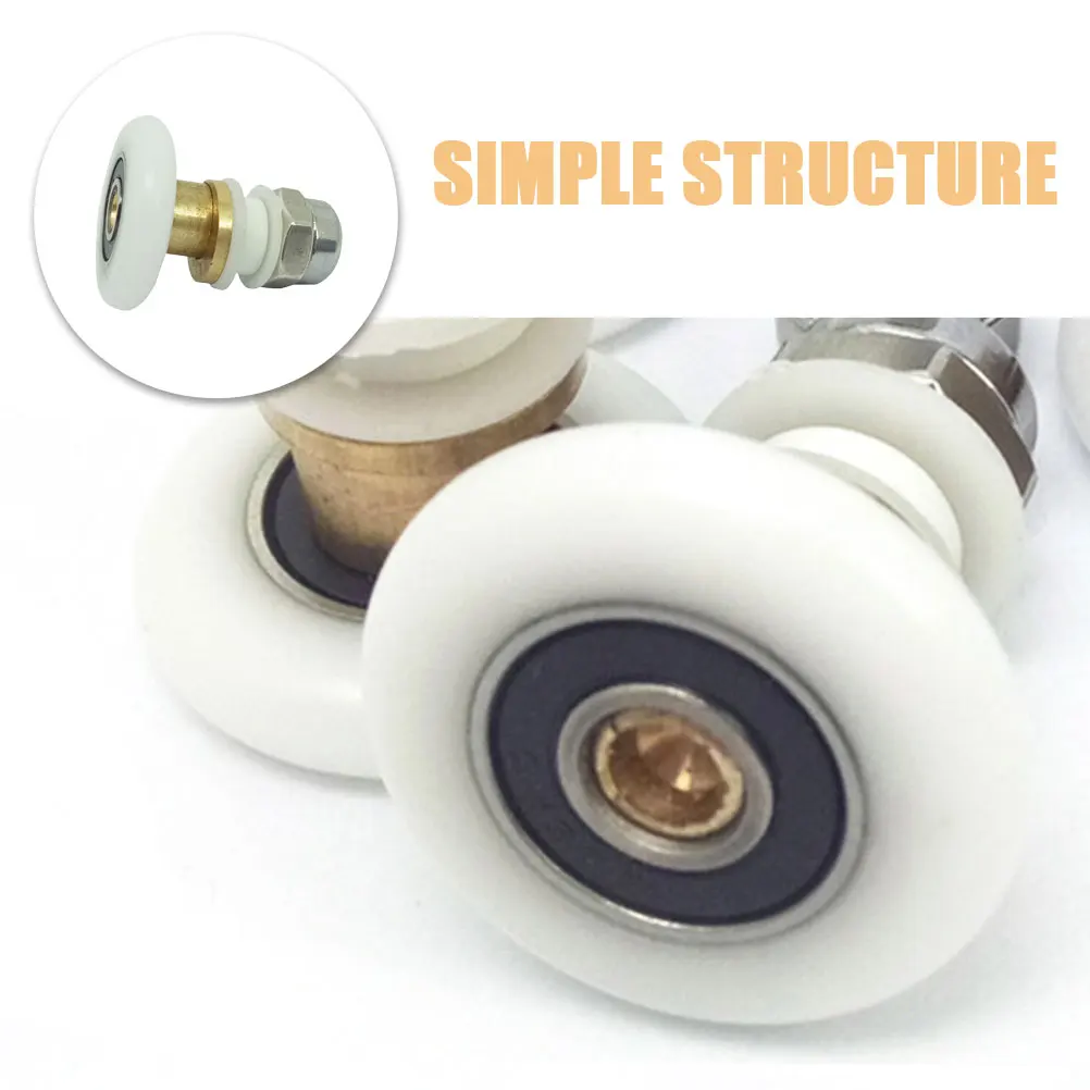 

4Pcs Bathroom Glass Sliding Door Rollers Smooth Sliding Abs Stainless Steel 25mm Wheel Diameter Shower Door Replacement