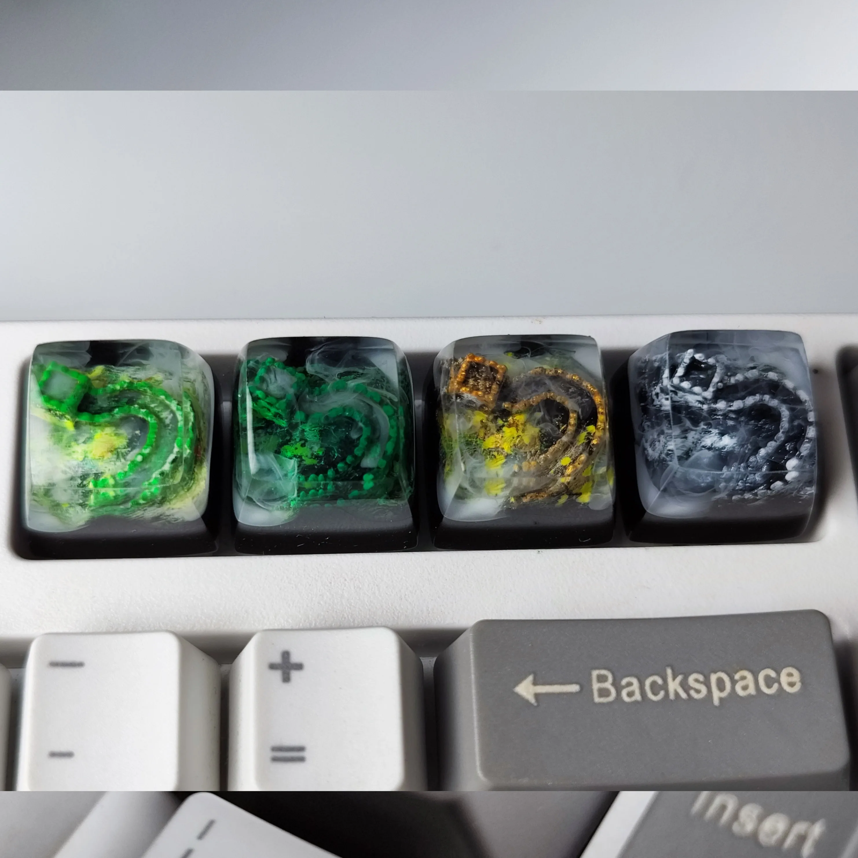 4 PCS Four Seasons Keycaps Artisan Resin Custom DIY PC Gamer Mechanical Backlit Keyboard RGB Keycap For GK61 Anne Pro 2 GK64