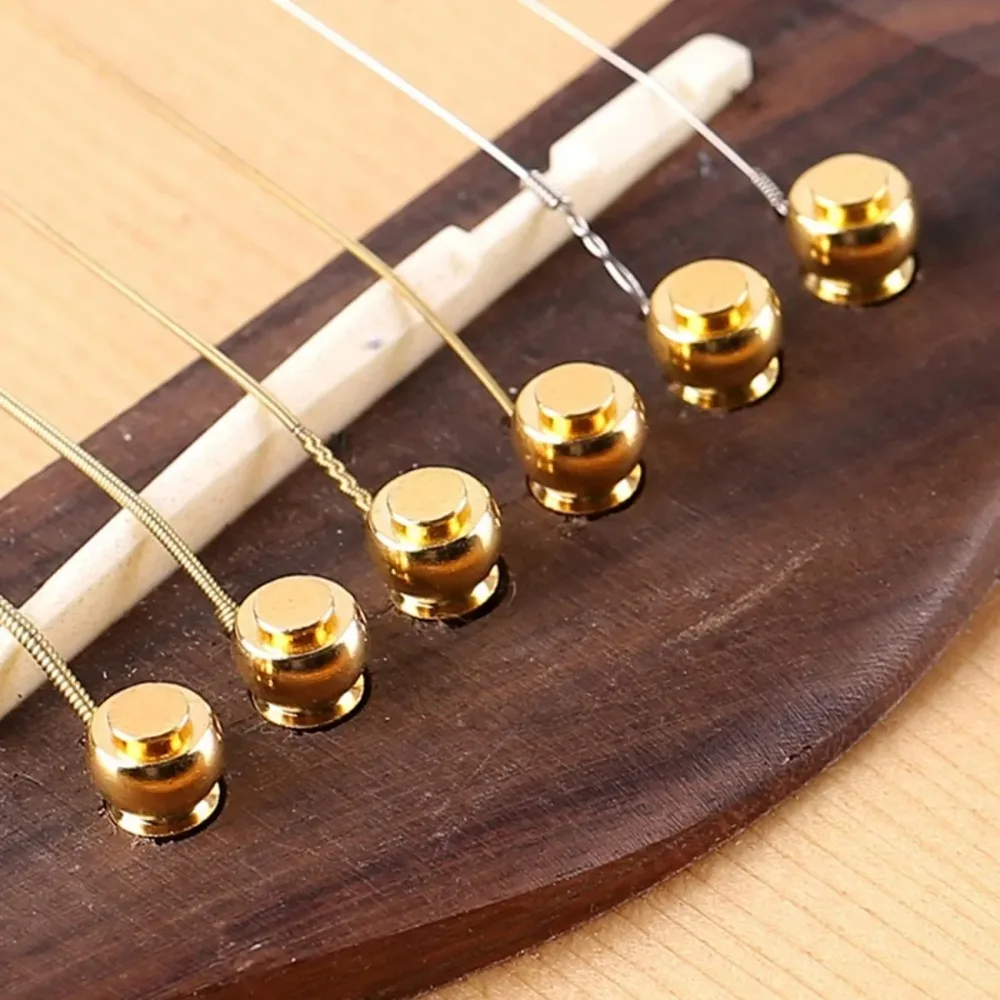 6Pcs Brass Guitar Bridge Pins, Universal Folk Acoustic Guitar String Pegs, Improve Tone & Sustain, Replacement Guitar Accessorie