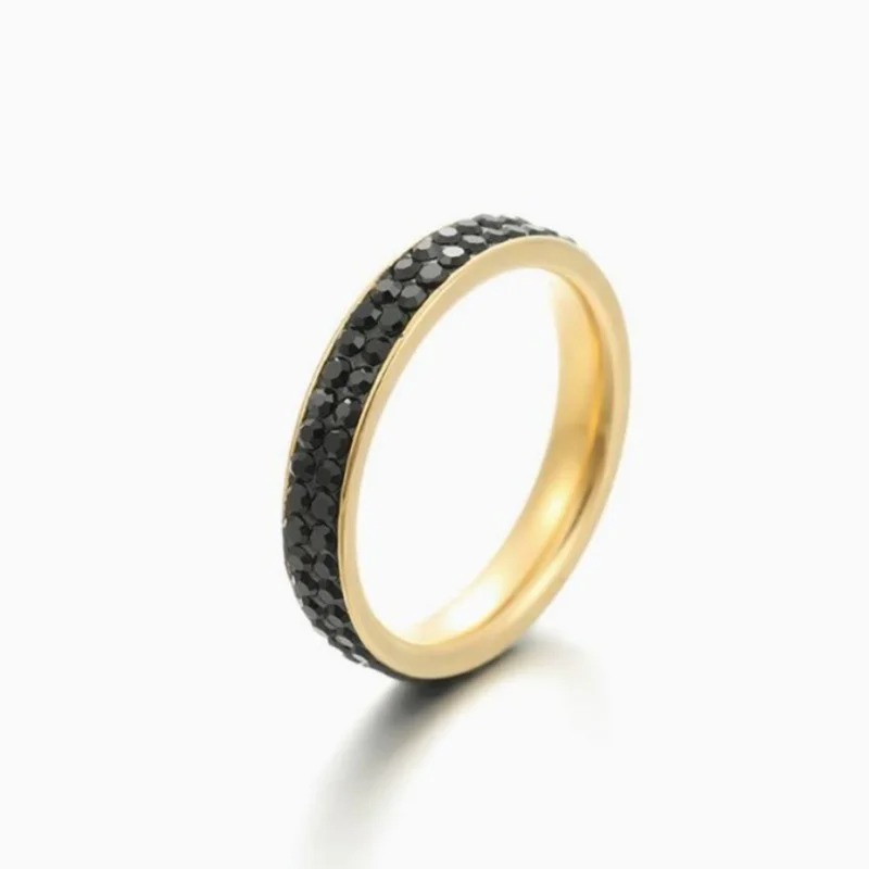 Fashion Titanium Steel Diamond Lined 4mm Ring Starry Sky Couple's Simple Light Luxury Accessory