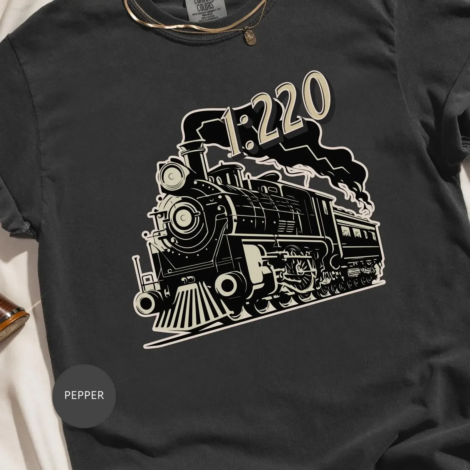 T-shirt Train miniature échelle Z, Locomotive à vapeur vintage, Rétro, pour passionnés de chemin de fer, Vêtement unique pour amateurs, décontracté, effet délavé vintage