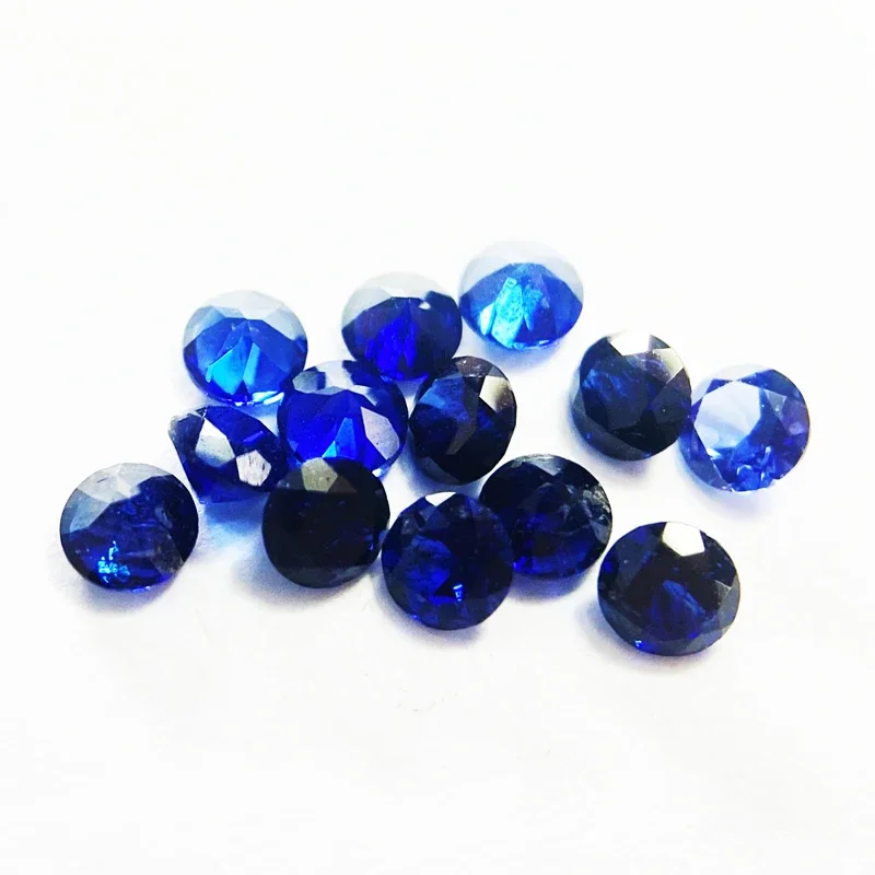 Lab Grown Sapphire Round Shape Royal Blue Color Small Size Gemstones for DIY Ring Necklace Earrings Making Extremely Shiny