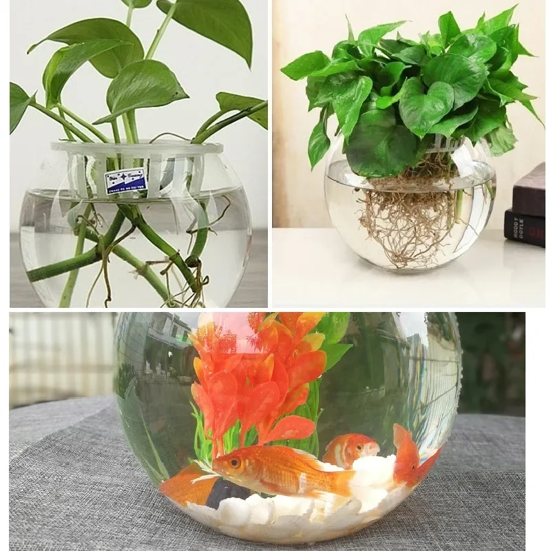 Goldfish bowl desktop transparent plastic aquarium Round turtle tank Acrylic fish tank Green plant pot