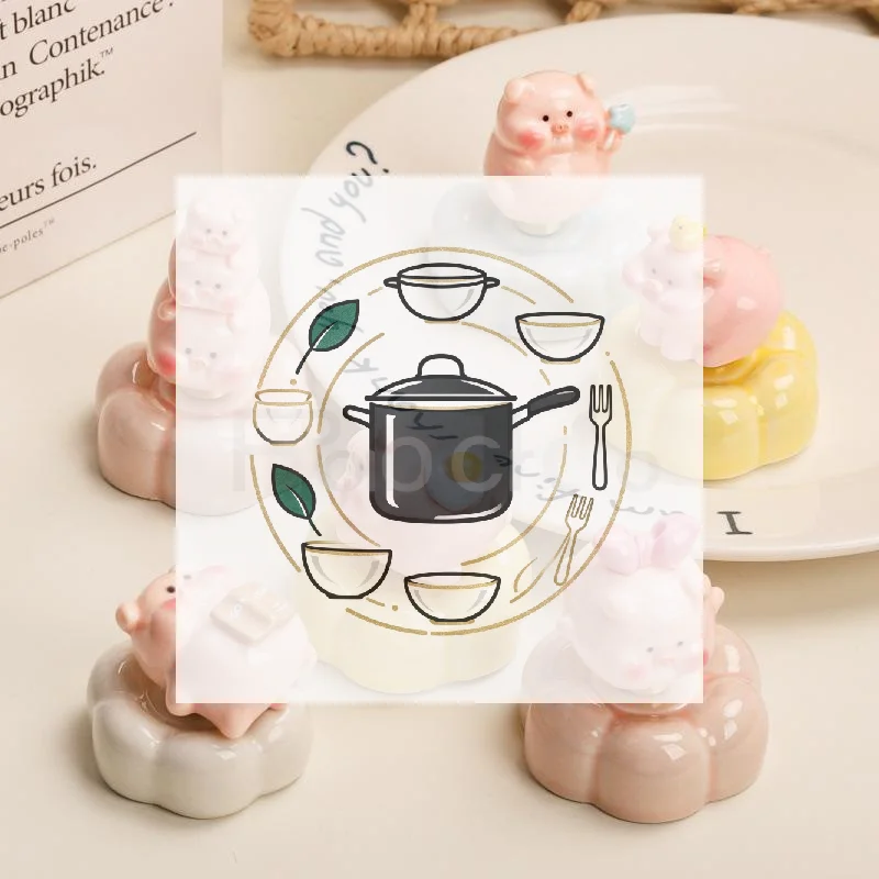 Creative Resin Pink Pig Figurine Stackable Pig Rotating Pig With Bearing Flower Base Desktop Ornament