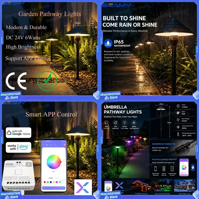 24V 6W RGB Pixel Light Aluminum Alloy Waterproof Landscape Lighting for Garden Lawn Channel Walkway Intelligent Control