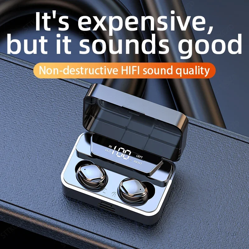 Bezprzewodowe słuchawki Bluetooth Zestawy słuchawkowe TWS z mikrofonem Stereo Sportowe słuchawki douszne Sterowanie dotykowe Długi czas czuwania Słuchawki douszne HD Gra