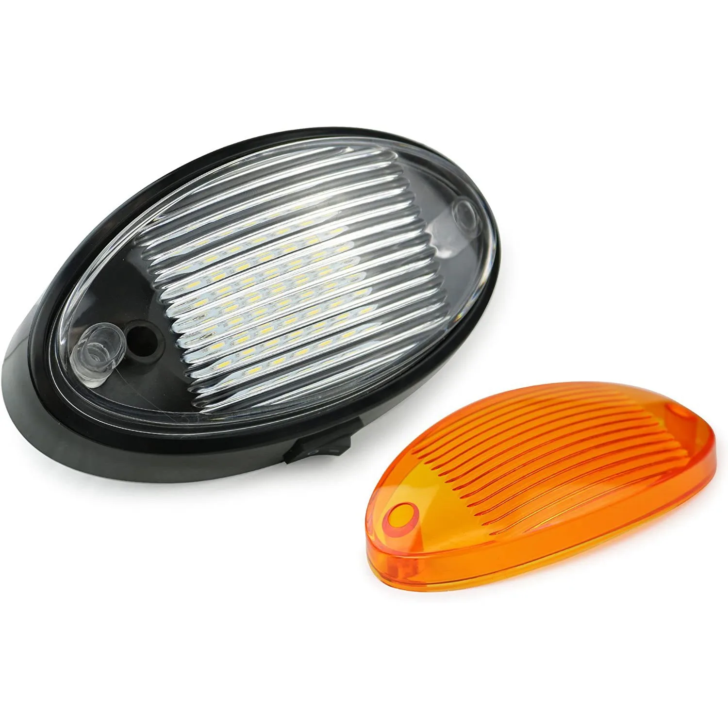 12V LED Light 400 Lumen Lighting Fixture with Switch Caravan Motorhome Boat Awning Annex Tunnel Clear and Amber Lens