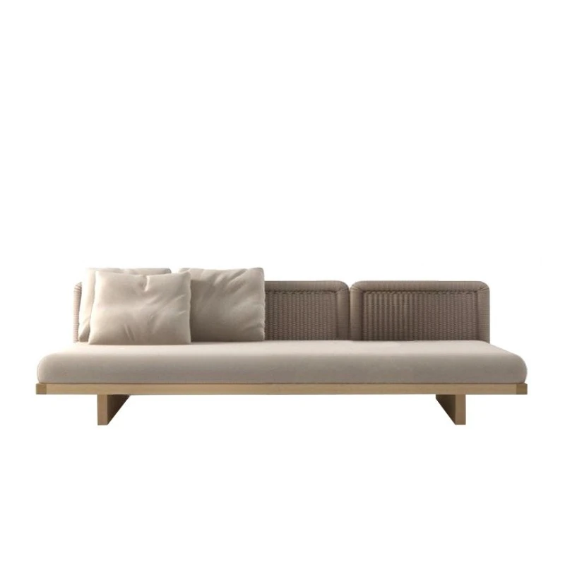 

Nordic outdoor solid wood sofa combination leisure chair indoor and outdoor courtyard garden open-air rattan waterproof