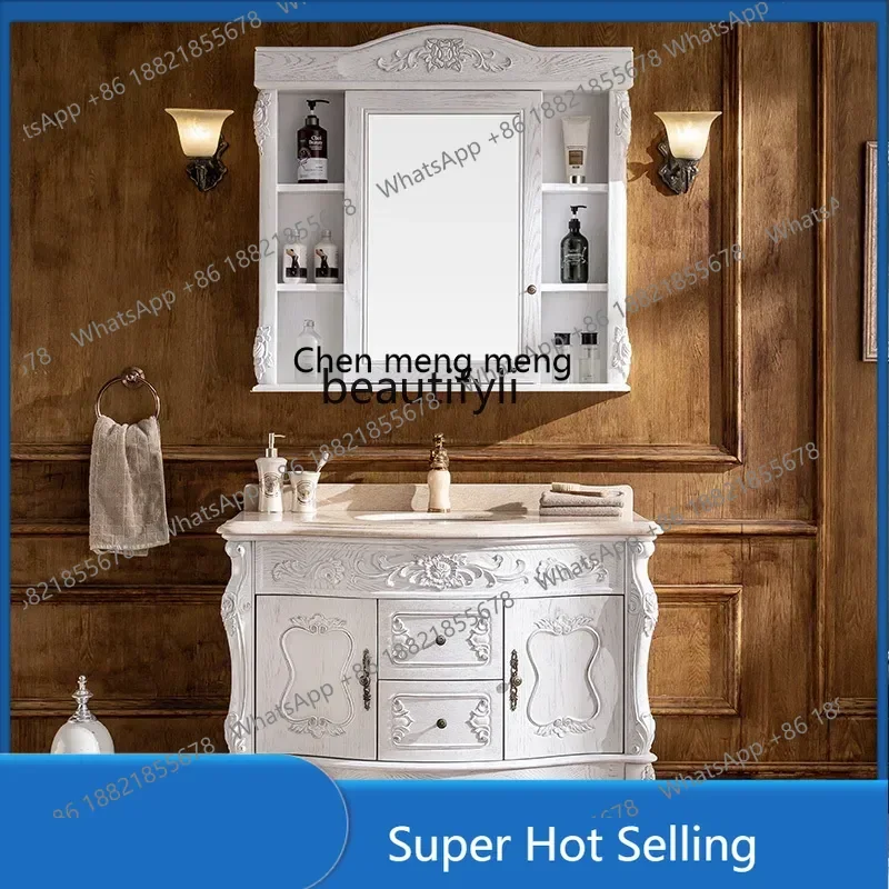 

A85 European Style Bathroom Bathroom Cabinet Bathroom Hand Washing Washbasin Mirror Cabinet Combination American Style