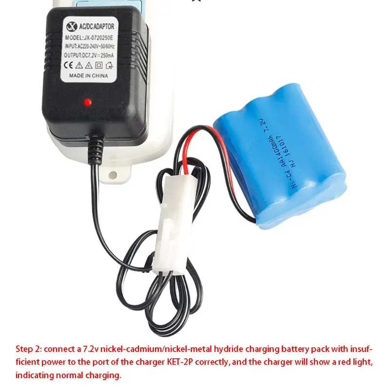 Portable 7.2V Ni-Cd Ni-MH Battery Input 110V-240V Output 7.2V 250mA KET-2P Plug for RC Remote Car