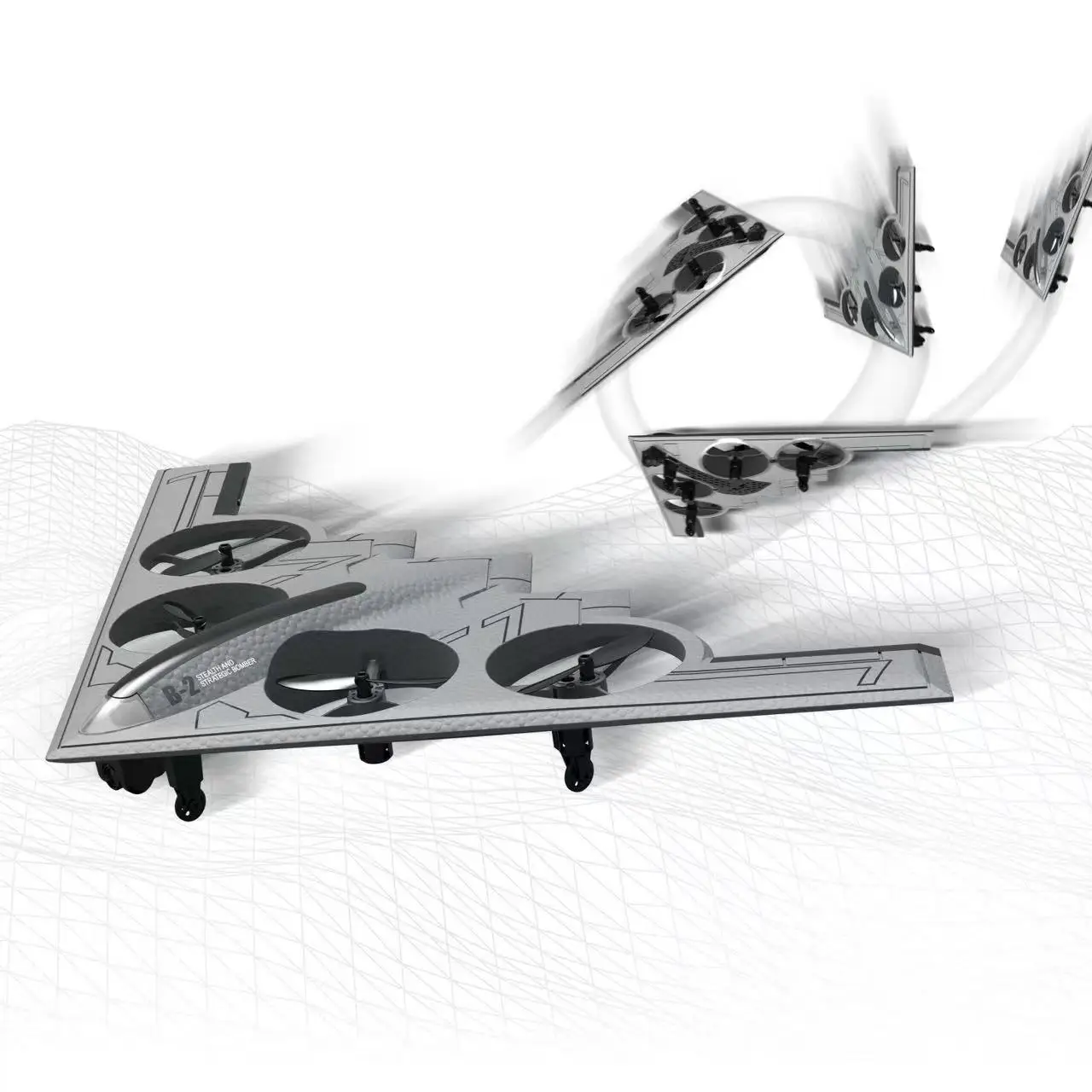 Simulation B2 40CM grand avion WIFI FPV RC 360 °   Roll Turbofan Structure Système d'auto-stabilisation LED Lightng Télécommande Bomber