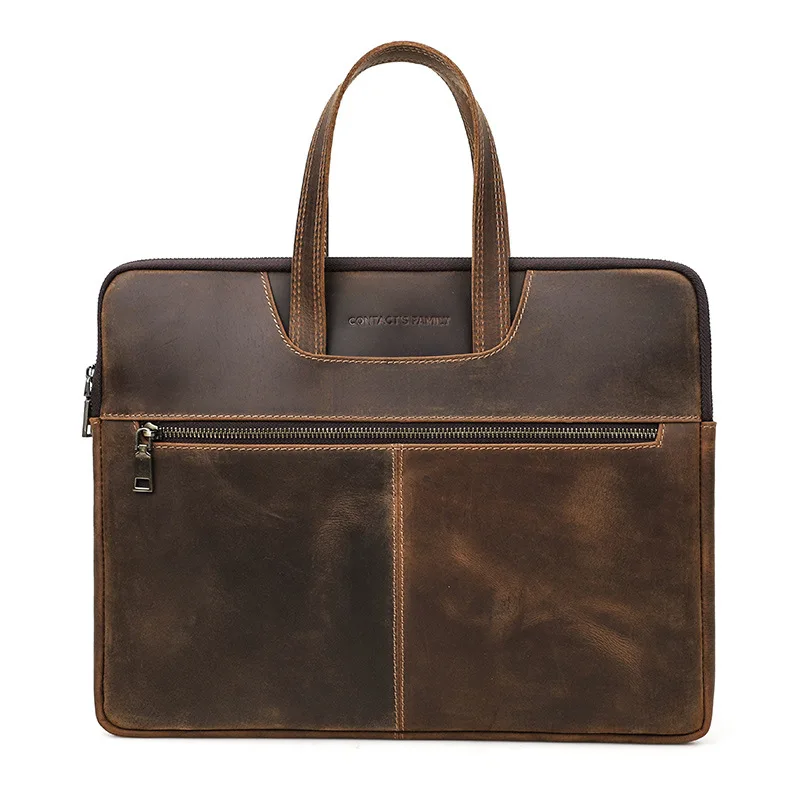 Laptop Case 14 15 Inch Portable KUMON Genuine Leather Laptop Bag for Macbook Pro 14 15