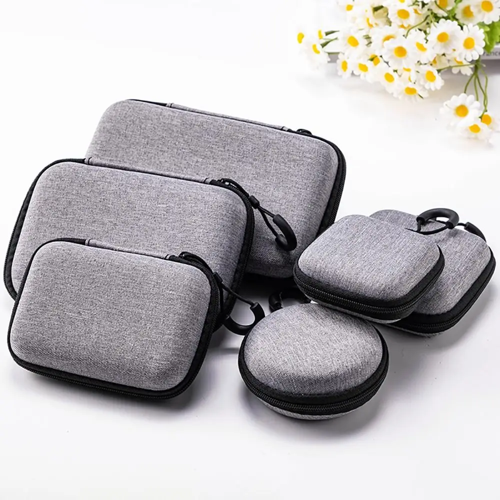 Mini bolsa de armazenamento em eva, bolsa de transporte com zíper, estojo para fone de ouvido airpod/celular/cabo de carregamento, acessórios digitais, 1 peça