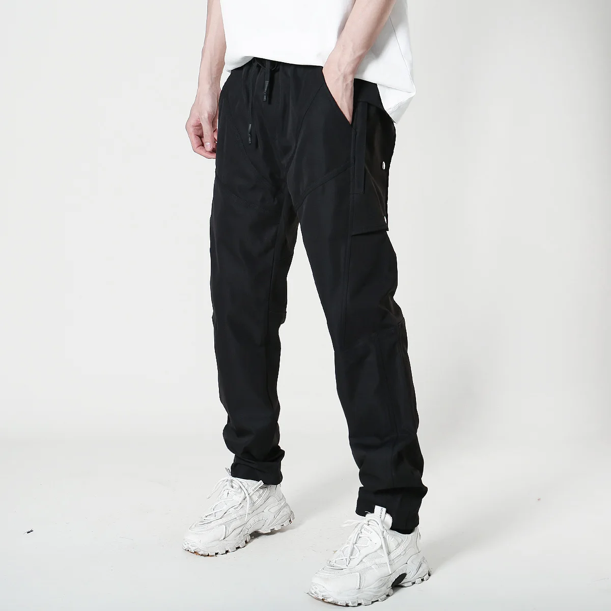 

Street Sle Men's Straight Leg Wide Leg Pants Outdoor Waterproof Workwear Trousers Splice Faionable Casual Cotton Pants