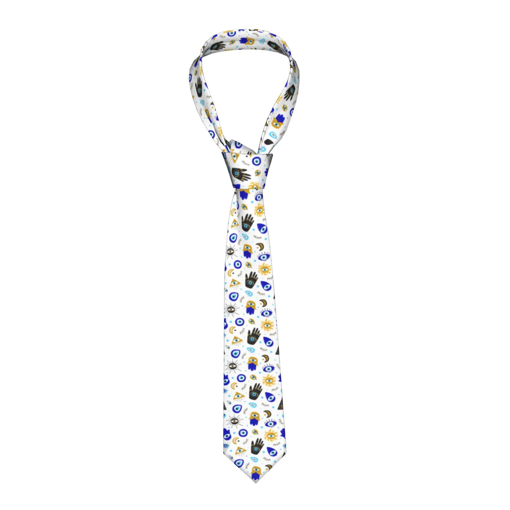 Custom Men Evil Eyes Symbol Protection Turkey Greece Magic Pattern Neck Ties  Fashion Tie For Banquet