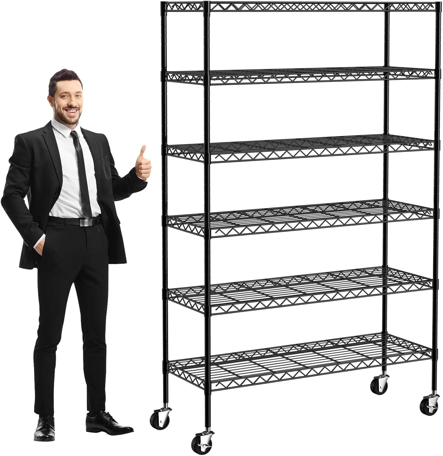 

6-Tier Wire Shelving Unit 2100Lb Capacity Adjustable Storage Shelves Heavy Duty Storage Rack with Wheels NSF Metal Shelf